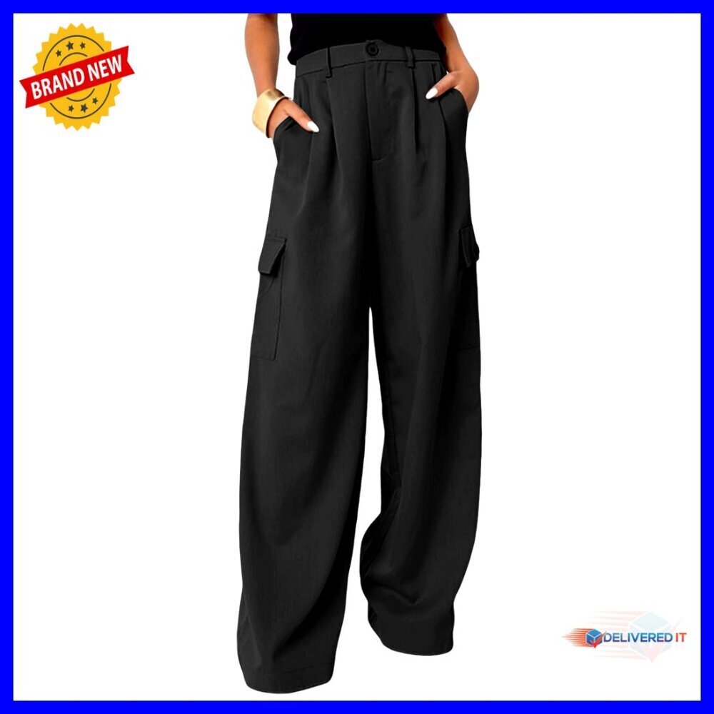 High Waisted Wide Leg Cargo Pants Casual Work Pants with Pockets Y2K Chic